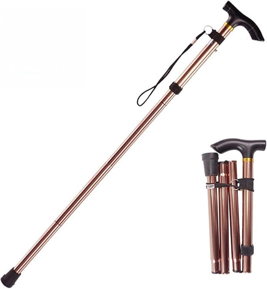 Adjustable from 33‘’ to37‘’Walking Cane Hiking Poles Climbing Snowingshoeing Pole with Ergonomic Handle，Brown and Black fo...