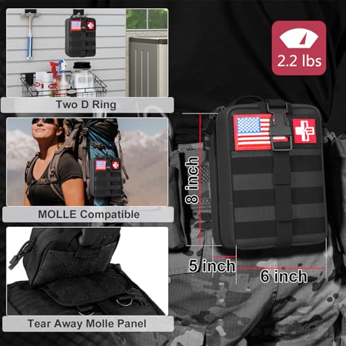 [New Upgrade] First Aid Kit, Survival Gear Outdoor Tactical Gear Set First Aid Kits Military Grade Molle System for Camper...