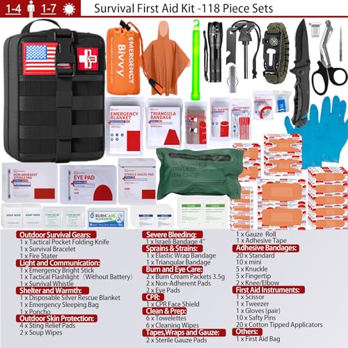 [New Upgrade] First Aid Kit, Survival Gear Outdoor Tactical Gear Set First Aid Kits Military Grade Molle System for Camper...