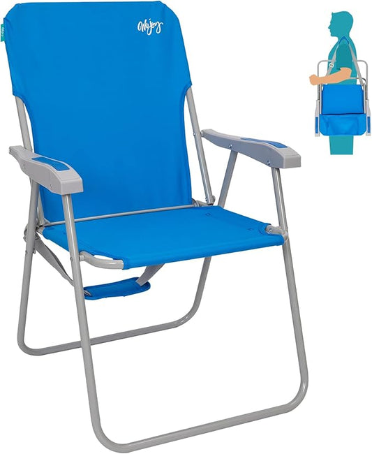 #WEJOY Folding Beach Chair for Adults, Lightweight Beach Chair with Shoulder Straps, High Back Beach Chairs with Hard Armr...