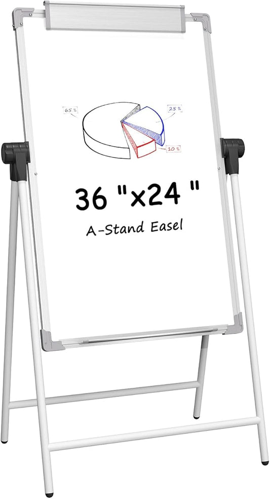 (Bundle of 2 Set) MaxGear Large White Board with Stands, 36" x 24" Big Easel Whiteboard Double Sided Easel Dry Erase Board...