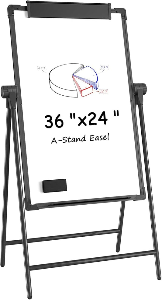 (Bundle of 2 Set)MaxGear Large White Board with Stands, 36" x 24" Big Easel Whiteboard Double Sided A-Style Stand Easel Dr...