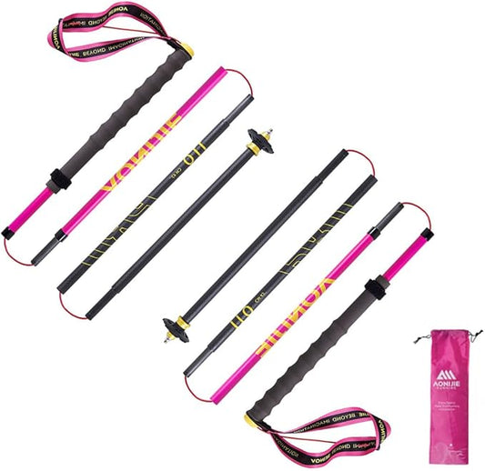 Carbon Fiber Trekking Poles 2 Collapsible and Ultralight Hiking Sticks for Backpacking Gear, Camping, Mountaining, Walking