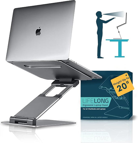 Lifelong Ergonomic Adjustable Laptop Stand for Desk - Height Up to 20" Portable Computer Laptop Riser Holder, Fits All Mac...