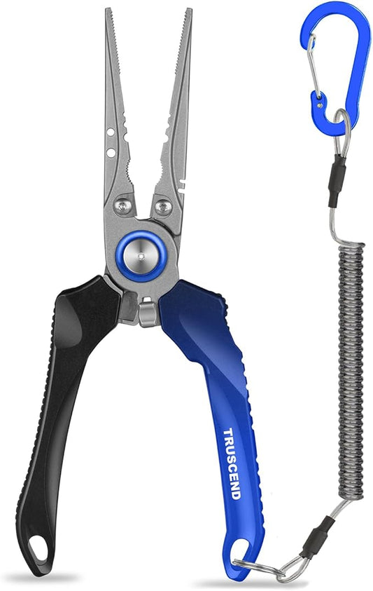 TRUSCEND Lockable Handy Fishing Pliers with Innovative Ergonomic Handle, Saltwater Corrosion Resistant Teflon Coated Fishi...