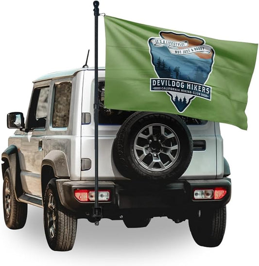 (Pack 1) - 5’ Foot Premium Tangle-Free Carbon-Fiber Flag Pole with 2 Flag Rings, Ideal for Trucks, Vehicles, or SUVs, Perf...