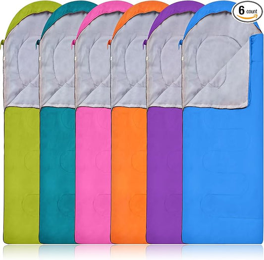 Macarrie 6 Pack Bulk Sleeping Bags for Homeless Donation, 0 Degree Waterproof Sleeping Bags with Compression Sack for Adul...