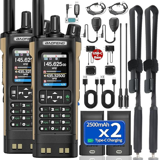 BAOFENG UV32 Radio Ham Radio Handheld 10W Long Range Rechargeable NOAA Weather Receiver UV-32 5RM K5 Tactical Two Way Radi...