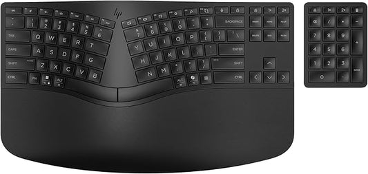 HP 960 Ergonomic Wireless Keyboard - Connect 3 Devices with Bluetooth & Unifying Dongle Connectivity - 20 Programmable Key...