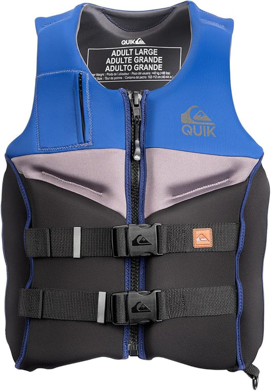 QUIKSILVER Men's Life Vest, USCG and Transport Canada Approved Type III PFD, Evoprene Life Jacket for Boating Kayaking Raf...