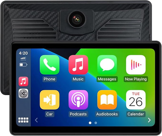 7 Inch Portable CarPlay for Motorcycle, Waterproof Touchscreen Wireless Car Play Android Auto Screen GPS Navigation for Mo...