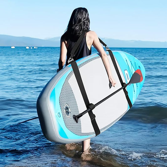 Surfboard Shoulder Strap, Adjustable Paddle Board Carry Strap with Padded Shoulder, Heavy-Duty Hands-Free Carrying Strap f...