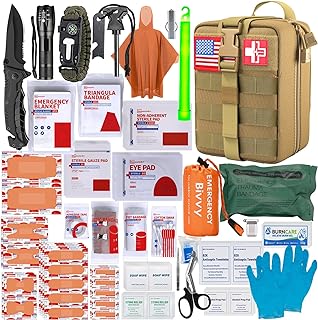 [Upgrade] Survival First Aid Kit Outdoor Molle System with Tactical Gear Set Trauma Kit for Camper Travel Hunting Hiking a...