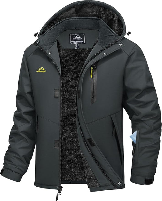 MAGCOMSEN Mens Winter Jacket Ski Snow Waterproof Jackets Warm Fleece Snowboard Coat Parka Raincoats with Multi-Pockets