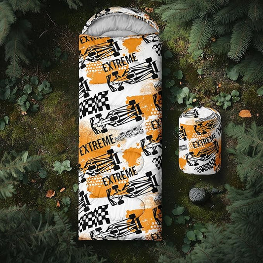 Axolotl Racing Car Sleeping Bag for Boys Adults,Extreme Sports Boys Sleeping Bag,3 Season Warm and Cool Weather Camping Ba...